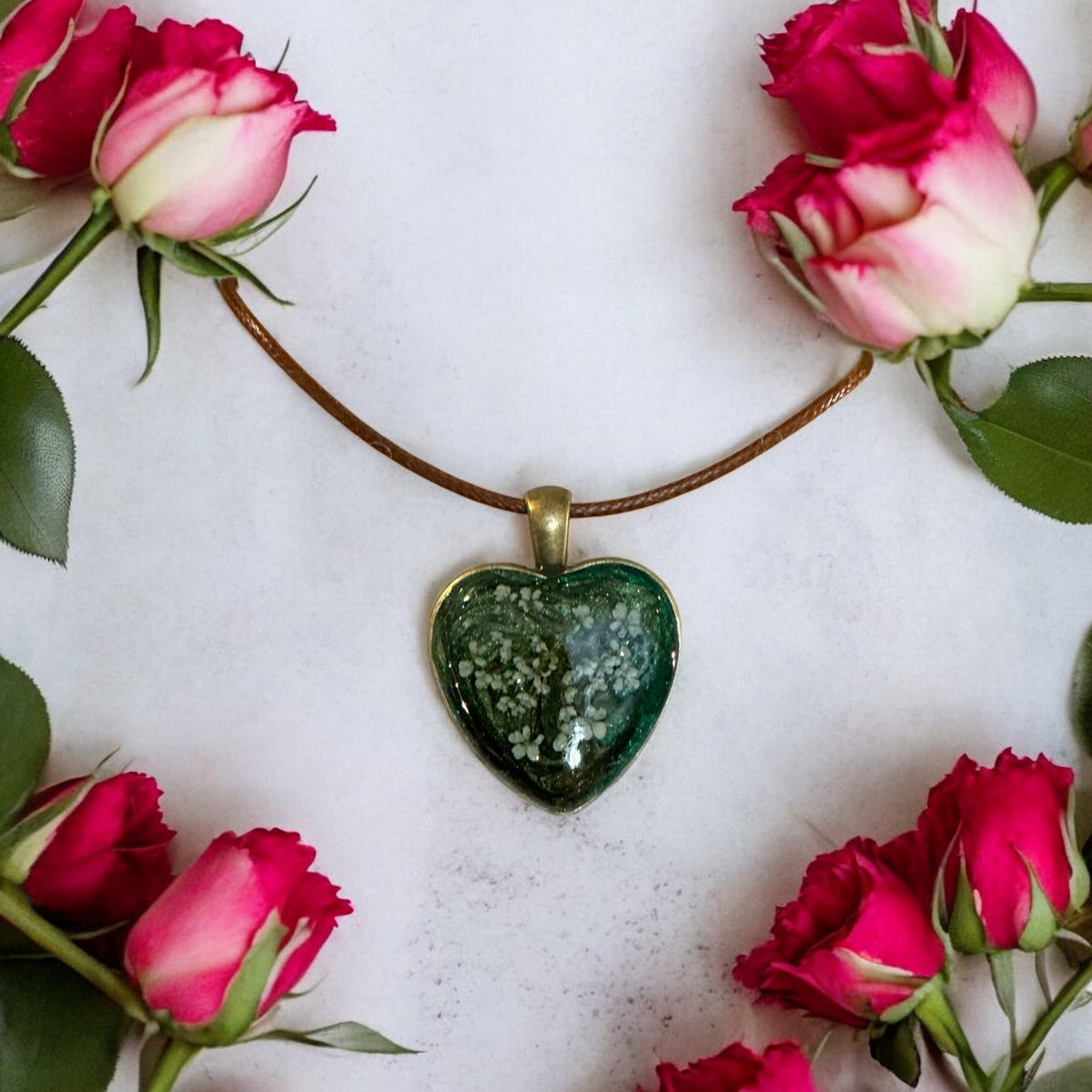 Heart Shaped Resin Pendant Necklace